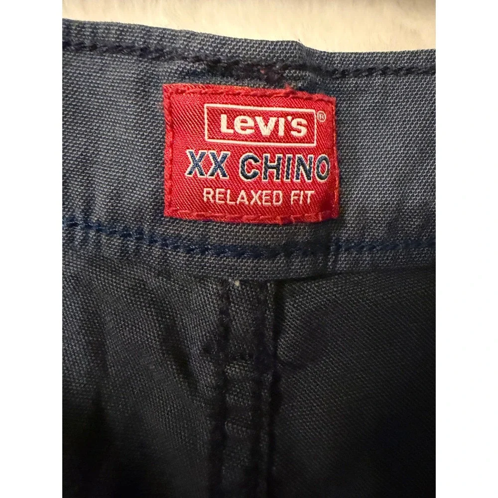 Levis XX Chino Relaxed Fit Shorts Mens 38 Navy Blue Casual Cotton Twill 8 Inseam
